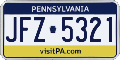 PA license plate JFZ5321