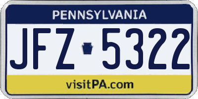 PA license plate JFZ5322