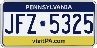 PA license plate JFZ5325