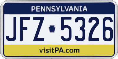 PA license plate JFZ5326