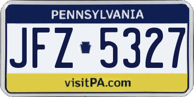 PA license plate JFZ5327