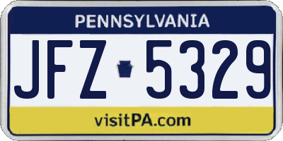PA license plate JFZ5329