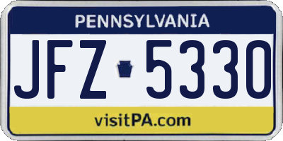 PA license plate JFZ5330
