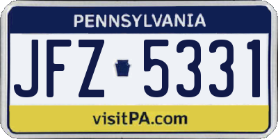 PA license plate JFZ5331