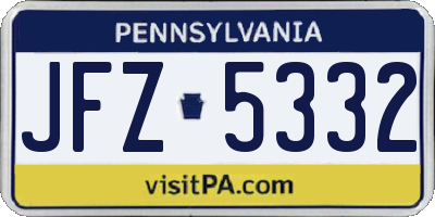 PA license plate JFZ5332