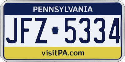 PA license plate JFZ5334