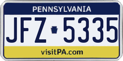 PA license plate JFZ5335