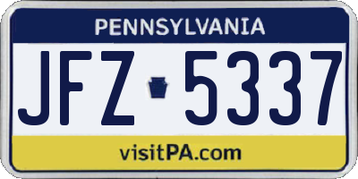PA license plate JFZ5337