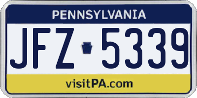 PA license plate JFZ5339