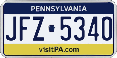 PA license plate JFZ5340