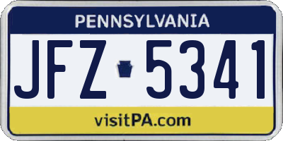 PA license plate JFZ5341