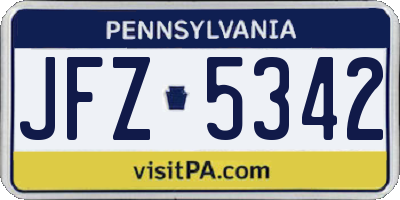 PA license plate JFZ5342