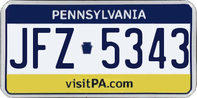 PA license plate JFZ5343