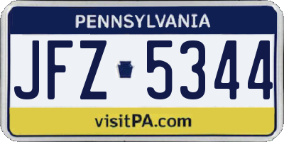 PA license plate JFZ5344