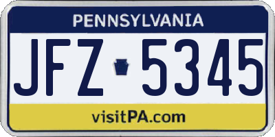 PA license plate JFZ5345