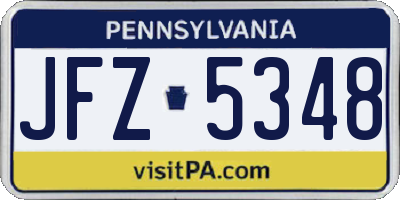 PA license plate JFZ5348