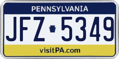 PA license plate JFZ5349