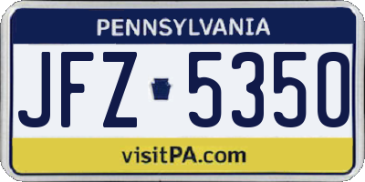 PA license plate JFZ5350
