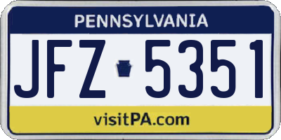 PA license plate JFZ5351