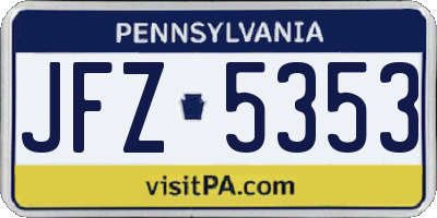 PA license plate JFZ5353