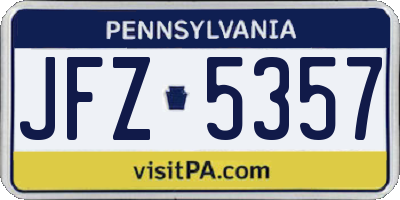 PA license plate JFZ5357