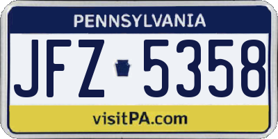 PA license plate JFZ5358
