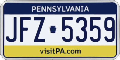 PA license plate JFZ5359