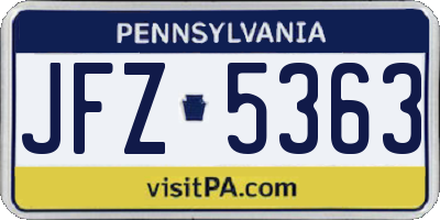 PA license plate JFZ5363