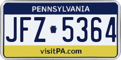 PA license plate JFZ5364