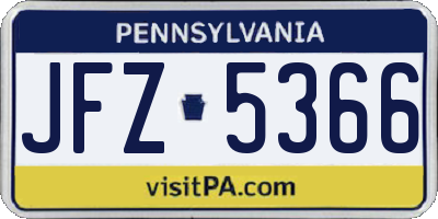 PA license plate JFZ5366