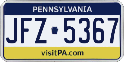 PA license plate JFZ5367