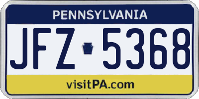 PA license plate JFZ5368