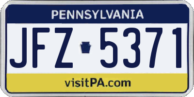 PA license plate JFZ5371
