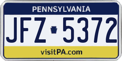 PA license plate JFZ5372