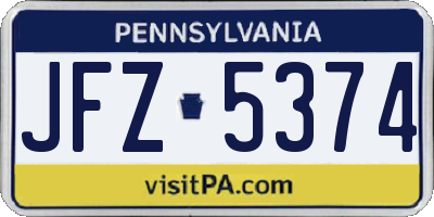 PA license plate JFZ5374