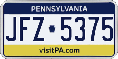 PA license plate JFZ5375