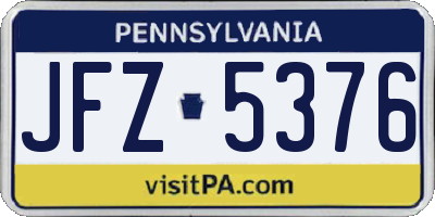 PA license plate JFZ5376