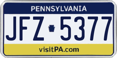 PA license plate JFZ5377