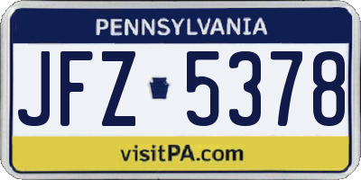 PA license plate JFZ5378