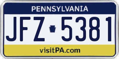 PA license plate JFZ5381