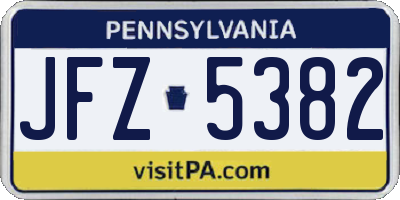 PA license plate JFZ5382