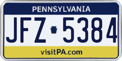 PA license plate JFZ5384