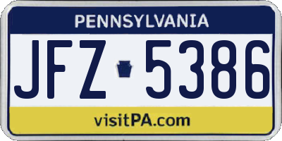 PA license plate JFZ5386