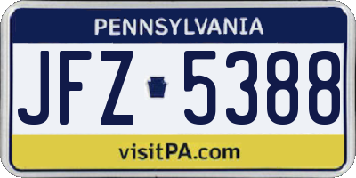 PA license plate JFZ5388