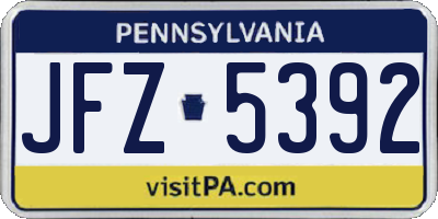 PA license plate JFZ5392