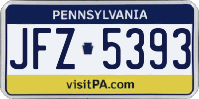 PA license plate JFZ5393