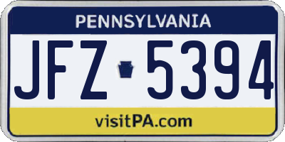 PA license plate JFZ5394