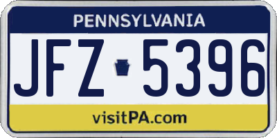 PA license plate JFZ5396