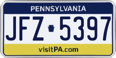 PA license plate JFZ5397