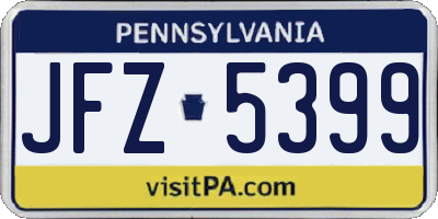 PA license plate JFZ5399
